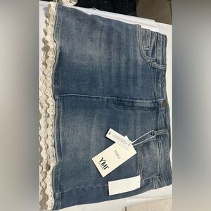 YMI High-Rise Blue Denim Jeans with Lace Hem